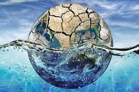 A graphic of the globe in drought. The earth is dry and cracked.